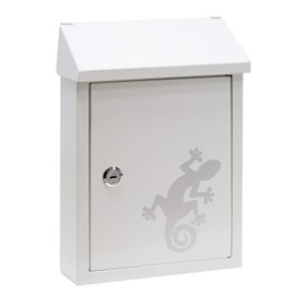 Arregui Smart Graphic E5721-SAL Letter Box or Letter Box Galvanised Steel with Screen Printed Salamander Motif Small A5 White Size S DIN A5 30 x 21.6 x 8 cm