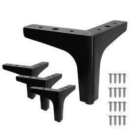 Cjueiom 13cm / 5 Inch Furniture Legs, Black Metal Triangle Feet for Sofa, Couch, Table, Cabinet, Ottoman, Modern Replacement Legs, 4Pcs