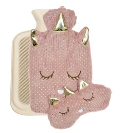 Unicorn Soft Plush Hot Water Bottle & Eye Mask Gift Set