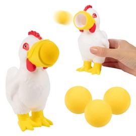 Hog Wild Chicken Ball Popper Toy - Includes 4 Soft Foam Balls - Squeeze to Pop Air Powered Balls Up to 20 Feet - Launcher Safe for Indoor/Outdoor Play