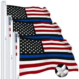 G128 3 Pack: Blue Lives Matter Flag | 4x6 Ft | StormFlyer Series Embroidered 220GSM Spun Polyester | Duty and Honor Flag, Embroidered Design, Indoor/Outdoor, Brass Grommets, Heavy Duty, All Weather