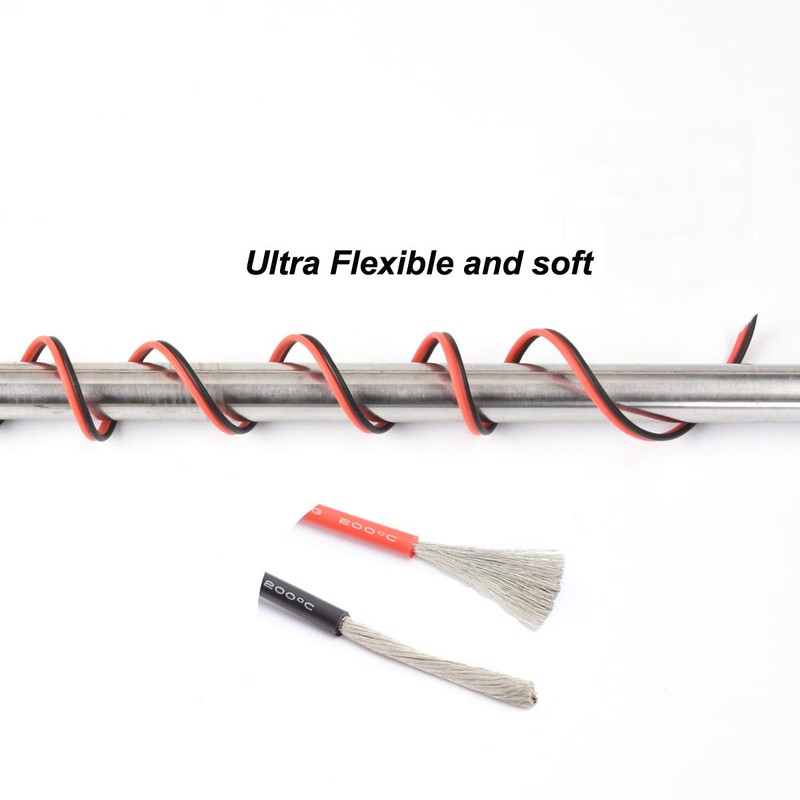 16 awg Silicone Electrical Wire Cable 66ft [Black 33ft Red