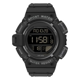 Sport Digital Watch Multifunction 50m Waterproof Single Show Movement for Teenagers MenAll Black