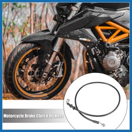 A ABSOPRO Universal 90cm 35.43" Motorcycle Brake Clutch Oil Hose Line Pipe Hydraulic Reinforced Stainless Steel Braided Black Item Replacement
