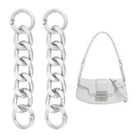 UNICRAFTALE About 2Pcs 4.25" Purse Extender Chain Silver Bag Extender Chain with Spring Gate Ring Purse Chain Strap Replacement for Handbags Purse Making