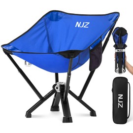 NJZ Folding Camping Chairs for Adults Heavy Duty, Support 600 LBS with Organizer Bag, Thickened Aluminum Frame, Easy to Set Up, Compact Folding Chair for Backyard, Beach, Lawn, Picnic, Fishing - Blue