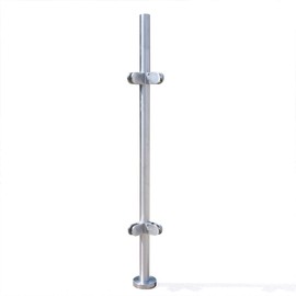 110CM High Glass Balustrade Railing Post Glazing Stainless Steel Pole Handrail Garden Fencing Silver with Top Seat (110cm Corner Post Without Top Seat)