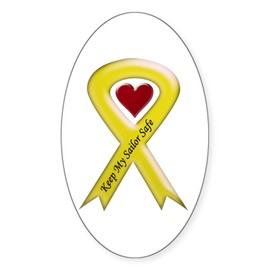 CafePress Keep My Sailor Safe Yellow Ribbon Oval Sticker Oval Car Bumper Sticker