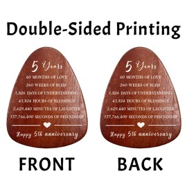 5th Anniversary Wind Chime, Happy 5th Anniversary Gifts for Him Her, Wood Wedding Anniversary Keepsake Gifts for Couples Husband Wife, 5 Years of Marriage, 5 Years down Forever to Go