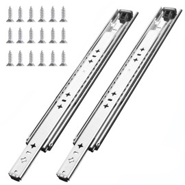KCOLVSION 1 Pair 32 Inch 260 Lb Capacity Heavy Duty Drawer Slides with Screws,Side Mount Undermount Full Extension 3 Fold Ball Bearing Stainless Steel Hardware Drawer Rails