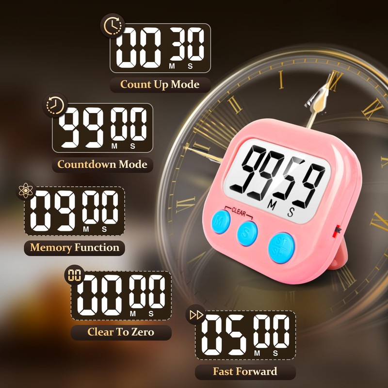 6 Pack Digital Kitchen Timer Small Classroom Timers for Kids