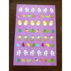 American Greetings 1 Sheet AGC Easter Stickers Eggs Dyed Chicks Bees Jelly Beans Bunny Rabbits