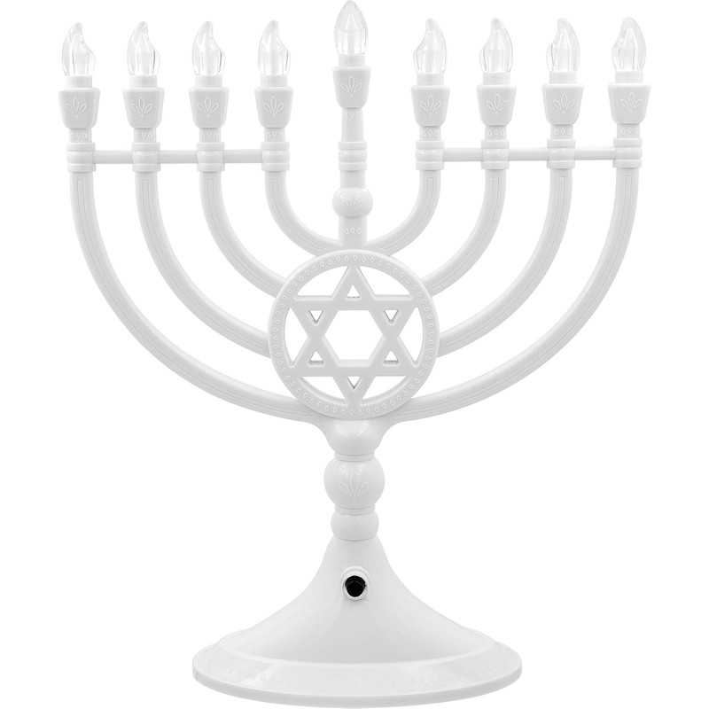 Traditional LED Electric White Hanukkah Menorah - Battery or USB