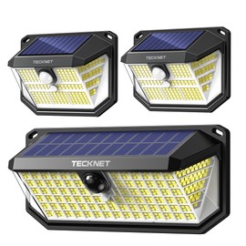 TECKNET Super Bright Solar Lights Outdoor 3 Pack, 2×231 LED and 1×416 LED, 300° Angle & 3 Lighting Modes Motion Sensor Outdoor Lights, Waterproof for for Fence Front Door Yard Deck Garden Garage