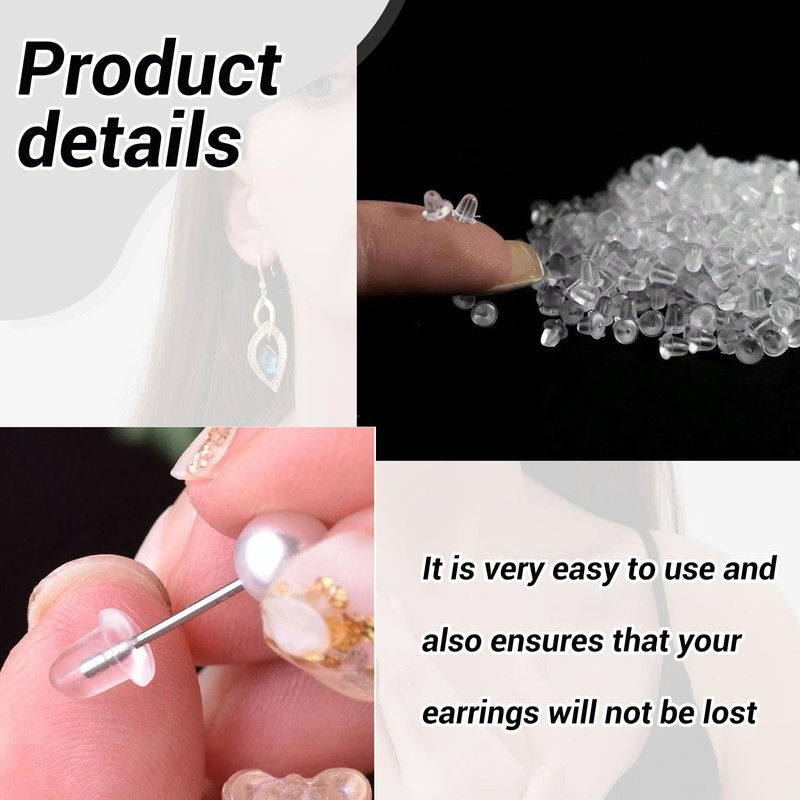 500pcs Plastic Earring Backs, Clear Soft, Non-Slip, Secure Fit, Replacement