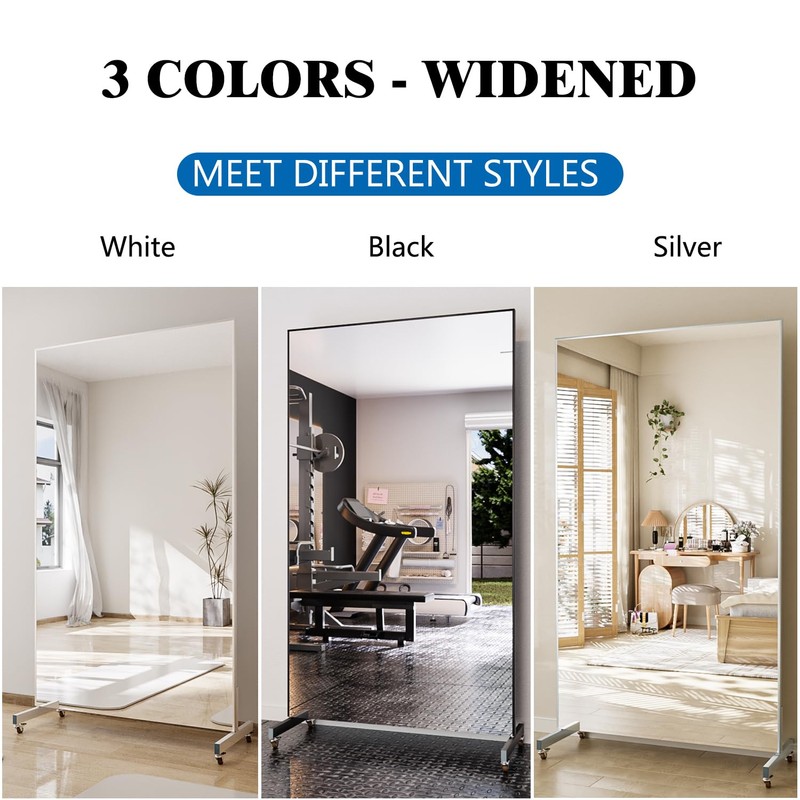 Fitcleer Floor Mirror 360° Swivel Rolling Base with Lockable Wheel，Compatible