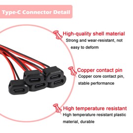 ALMOCN 20PCS Type-C Female Chassis 2 Pin Type-C Female Socket Connector Waterproof Jack Female Charging Port with Card Buckle 3A USB-C Charger Plug Socket