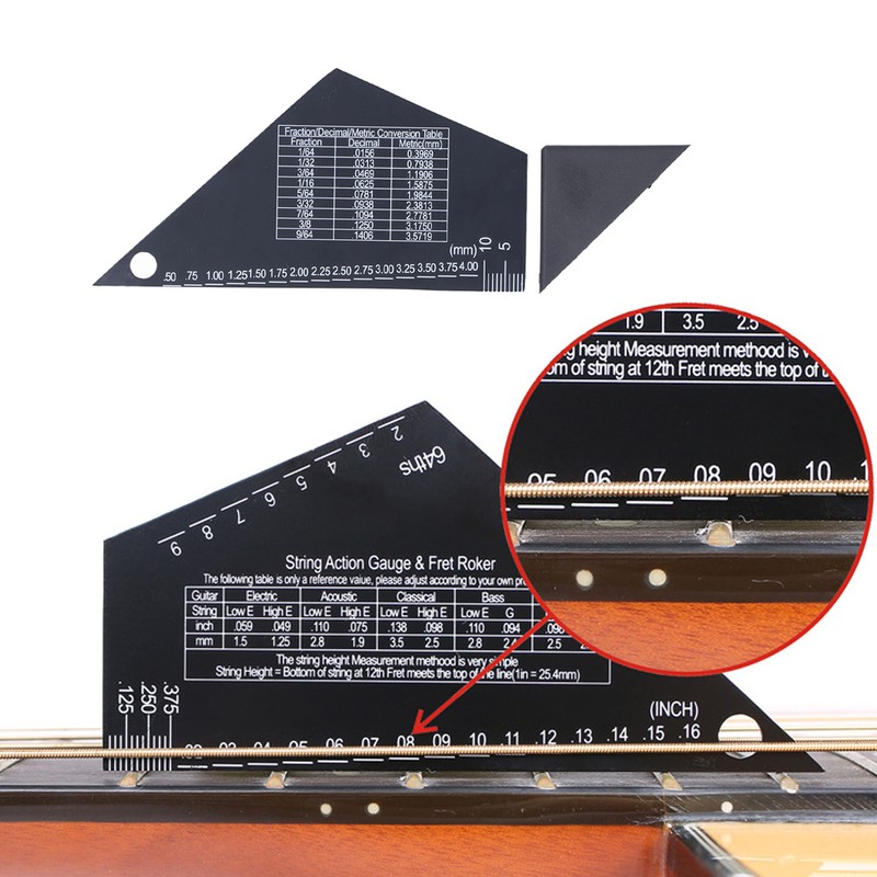Guitar String Action Gauge Ruler Tool Stainless Steel Electric Guitar