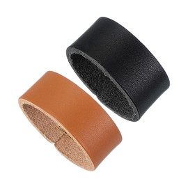 PATIKIL Leather Loop Keeper, 2 Pcs Leather Loops Belt Keeper Loops Retainer Straps Replacement for 1.3 Inch Wide Belts/Straps, Black/Earthy Yellow