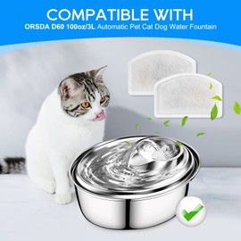 MyfatBOSS Cat Water Fountain Filter for ORSDA D60 100oz/3L Cat Water Fountain, 14 Pack Pet Fountain Filter Replacement Cat Fountain Filter Replacement for Automatic Pet Dog Water Dispenser