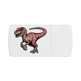 'Velociraptor with Pink Stripes' Pill Box with Tablet Splitter (PI00030267)