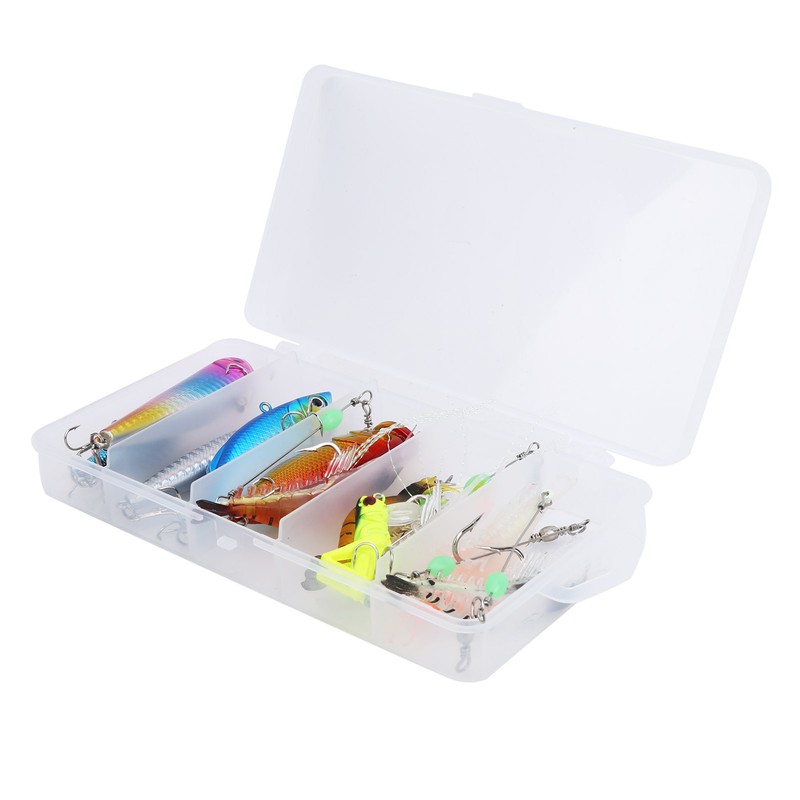 11pcs Fishing Lure Kit Mini Plastic Metal Soft Shrimp Hard