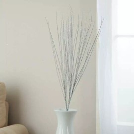 Factory Direct Craft Silver Glitter Pistil Grass Spray