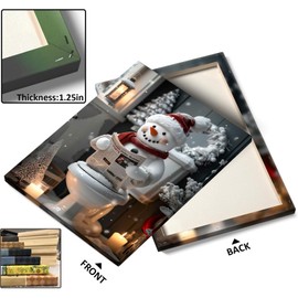 Christmas Bathroom Wall Art Christmas Pet Snowman Reading Newspaper on Toilet Pictures Print Winter Aesthetic Prints Vintage Wall Painting Artwork for Bathroom Dorm Wall Decor 16x20inch