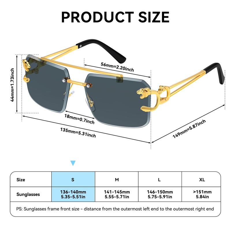 Kepoita Rimless Sunglasses for Men Square Fashion Shades Tinted Lens