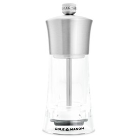 Cole & Mason Bromley Pepper Mill, 6" - Pepper Grinder with Ultra-Sharp Grinding Mechanism - Flavor-Enhancing Pepper Shaker - Refillable Mill with Adjustable Grinding - Acrylic, Pepper Mill