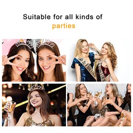 GWAWG Crystal Crown and Strap Set for Girls Birthday Gift Tiara and Sash Party Supplies for Women (21 Years Old)