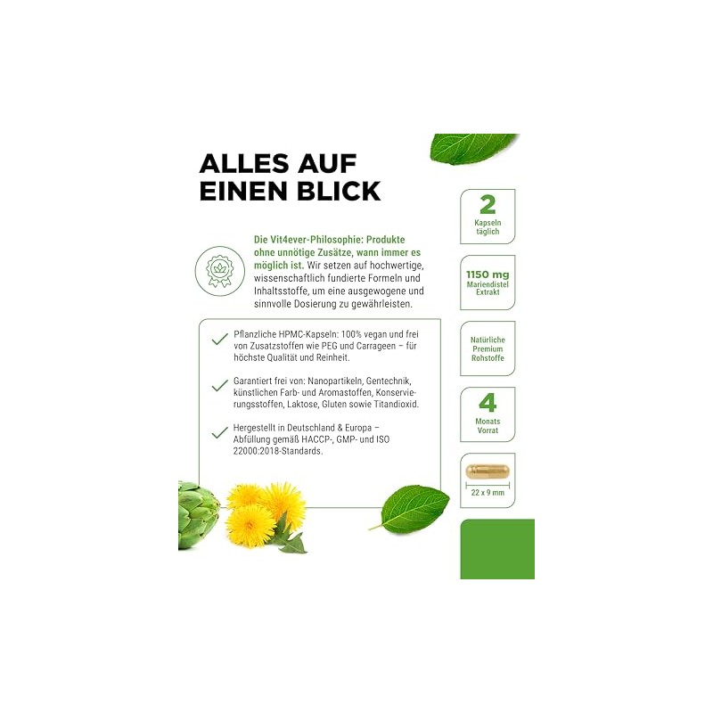 vit4ever Milk Thistle Artichoke Dandelion Complex - 365 Capsules |