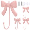 Geelin 4 Pcs Coquette Pink Bow Wall Hook Metal Bow
