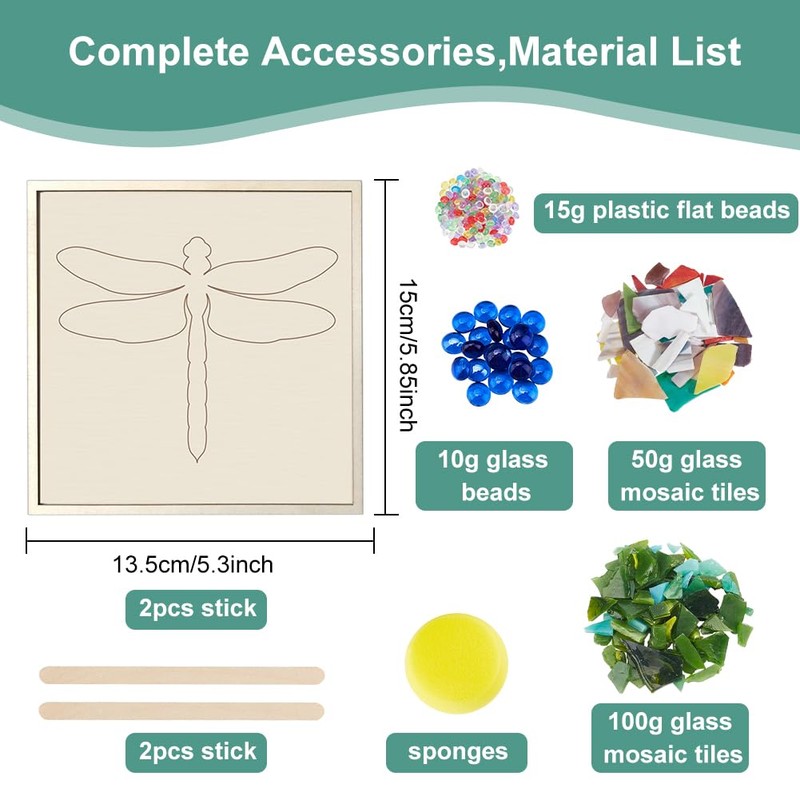 WEBEEDY 2 Set DIY Mosaic Kit DIY Dragonfly Mosaic Coaster