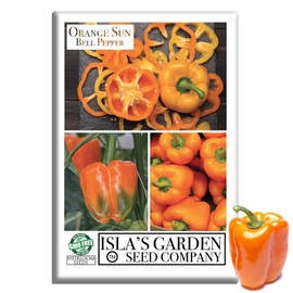 Orange Sun Bell Pepper Seeds (Capsicum annuum) – 100+ Non-GMO Heirloom Seeds by Isla’s Garden Seeds, Sweet Crisp Orange Peppers, High-Yielding Warm-Season Variety, Perfect for Garden Beds & Containers