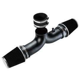 Rtunes Racing DUAL Short Ram Air Intake Kit + Filter Combo BLACK PIPE AND BLACK Compatible For 97-00 Chevy Corvette C5 5.7L V8
