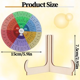 TIESOME Feelings Wheel Therapy Office Desk Decor, 6 Inches Double-Sided Wood Mental Health Emotions Chart with Stand for Women Men Counselor Therapist Home Office