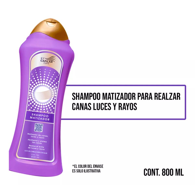 KJ Shampoo Matizador Para Realzar Canas Luces Y Rayos 800ml