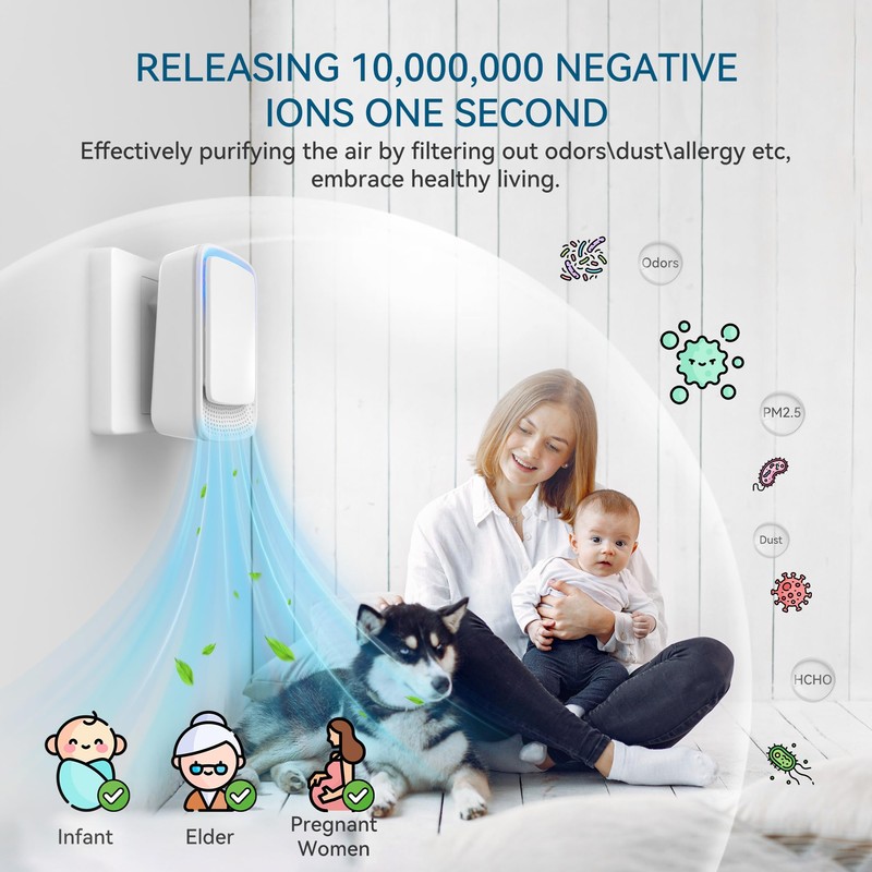 Air Ionizers for Home, Plug In Negative Ion, Quiet Operation