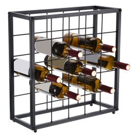 METALLIXITY Countertop Wine Rack 1 Set, Tabletop Wine Bottle Holder Hold 25 Wine Bottles, No Assembly Required - for Cabinet, Pantry, Bar, Black