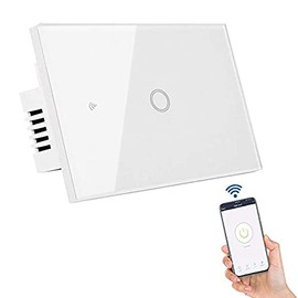 VOICEPTT Interruptor Inteligente, WiFi Interruptor de luz de Pared Smart Switch Apagadores, Compatible con Alexa Google Home y IFTTT, 2.4G WiFi No Requiere Hub (Hay cable neutro/1Gang)