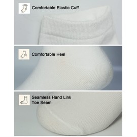 YIFENGH - Calcetines de corte bajo para niños y niñas, calcetines escolares de color blanco, paquete de 10, Blanco, 8-10 Años