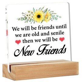 Funny Friendship Gifts for Women Bestie Friends - Friends Gift Idea - Friendship Clear Desk Sign Decor Home Bedroom Desk Decor (4 x 4 Inches)