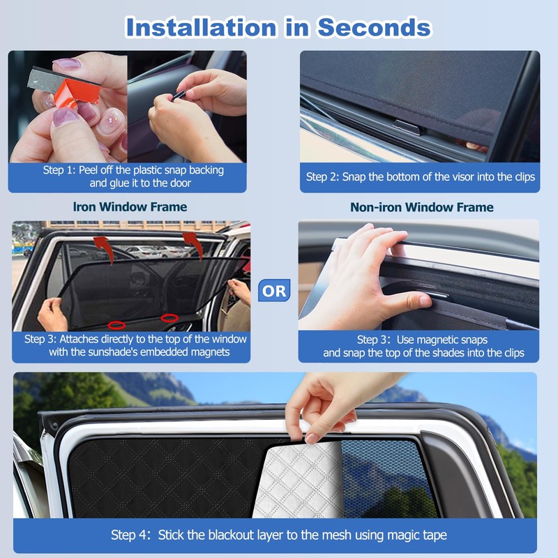 XCBYT 2015-2020 f150 Window Shades - Switch Between Total Blackout