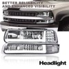 CNNELL LED Headlights Assembly Compatible with Chevy Silverado 1999-2002/ Suburban