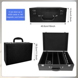 DUAXETONGXIA Card Storage Box for Trading Cards，4500+ Card Deck Case for Trading Cards,Leather Closure Commander Card Storage Box,Protectors Fit for YuGiOh, MTG and Sport Cards (Black, 4500+)