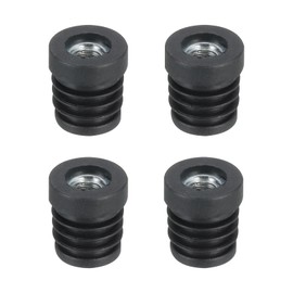 Sourcing Map 4-Piece Inserts for Tubes with M8 Thread, for 19mm/0.75" OD Round Tube, Black Plastic Plug Caster Inserts for Chair End Caps and Furniture Legs