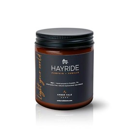 Amber Vale Home Hayride, Pumpkin and Vanilla Scented Natural Soy and Coconut Wax Candle, Phthalate Free, Non-Toxic and Healthy Clean Burning, 9oz Jar