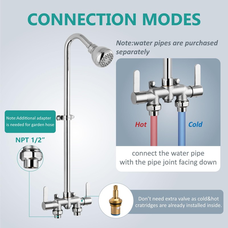 Aolemi Outdoor Shower Fixtures, 31" Exposed Shower System with Shower