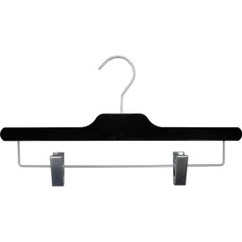 High-end Black Acrylic Bottom Hanger, 12 Pack Luxury Quality Pants Skirt Clothes Hangers with Adjustable Clips